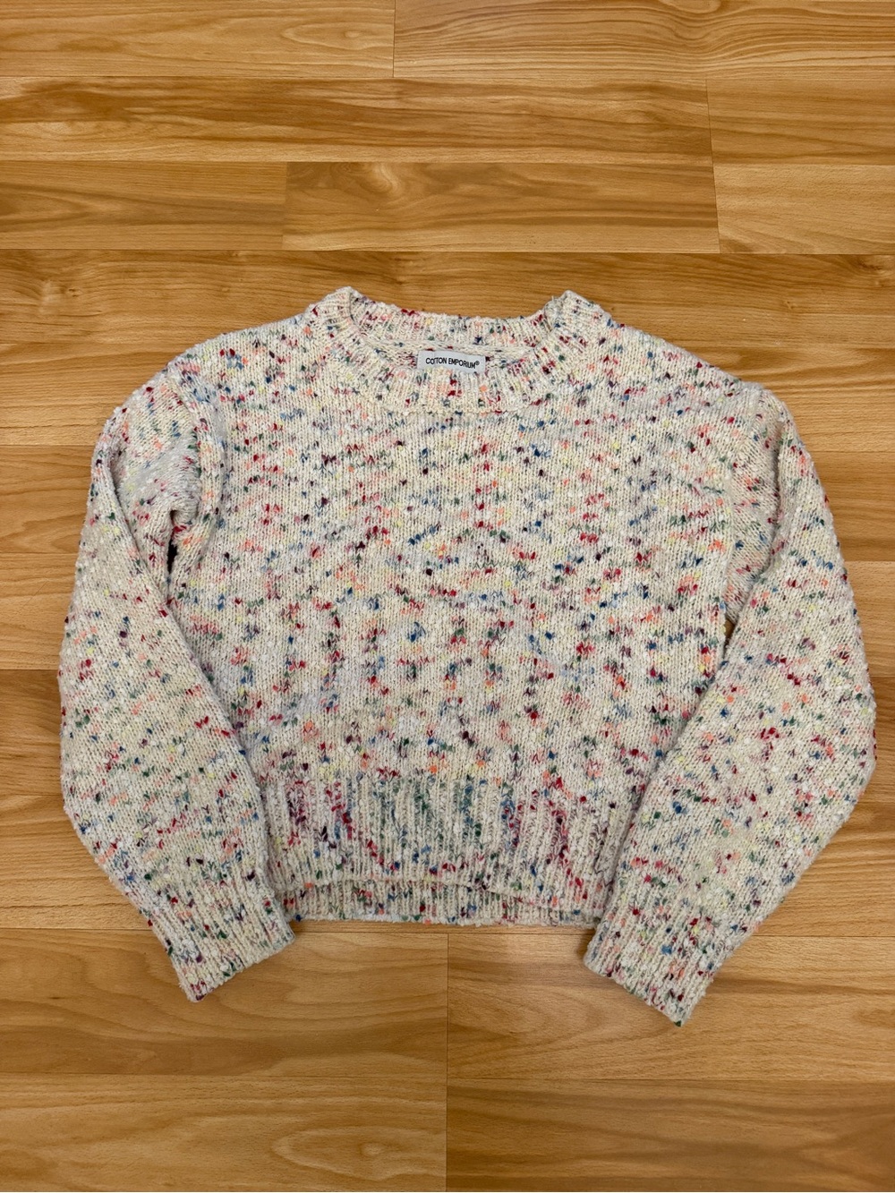 Cotton Emporium Cream Speckled Crewneck Sweater